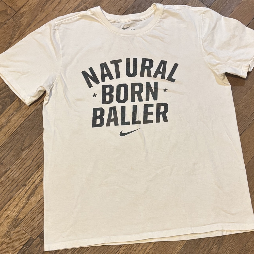 Nike White Graphic Tee with Black Print